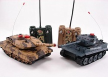 Sada bezpečných infra tanků 1/32, 2v1 - Tiger plně funkční. Abrams na díly