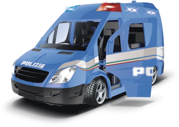 RE.EL Toys mobilní policejní jednotka Polizia 1:20 se světly a zvuky natahovací
