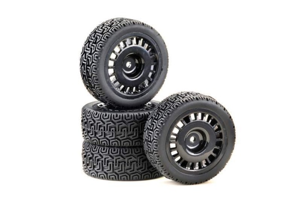 Sportovní pneumatiky Rally Winded Design 1:10 včetně disků, sada 4ks, černé