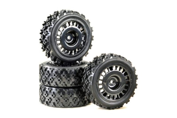 Sportovní pneumatiky Rally Block Design 1:10 včetně disků, sada 4ks, černé