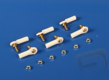 2407 Kulový čep V1, pr.4mm, M2/M2 Krátký Bílý 6ks