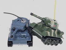 Bojující RC mini tanky - 2ks v balení - Tiger vs T-34 - opotřebovaní, nepřijímají střely